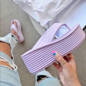 Purple lilac y2k thong sandal wedge